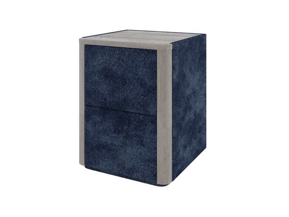 Тумба Verda Bliss (Ткань/Массив Масло-воск Беленый (дуб)/Rialto Сапфир) 40x40